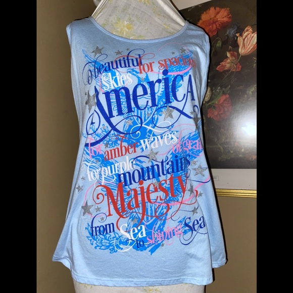 Vintage patriotic sleeveless shirt made in the USA - Picture 1 of 6